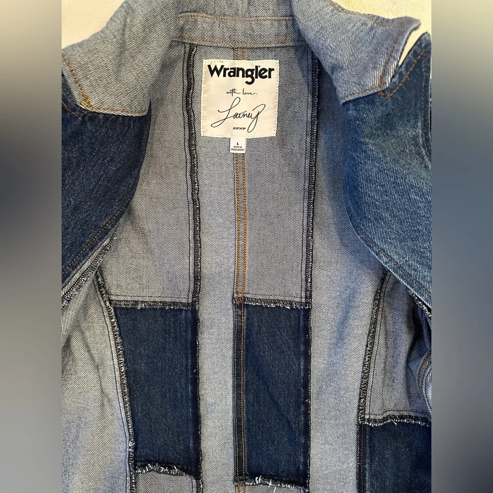 Wrangler x Lainey W Patchwork Denim Blazer Jacket • Rare Collab • Size Large - Picture 9 of 15